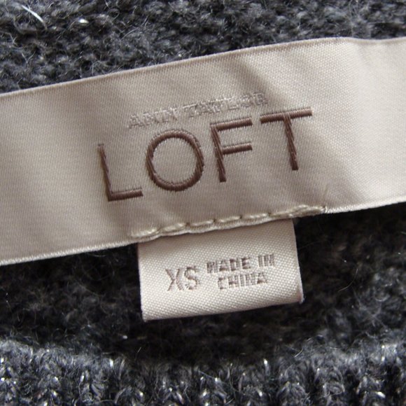 ANN TAYLOR LOFT Gray & Silver CABLE Knit WOOL/ANGORA Blend Sweater Sz XS - Picture 6 of 6